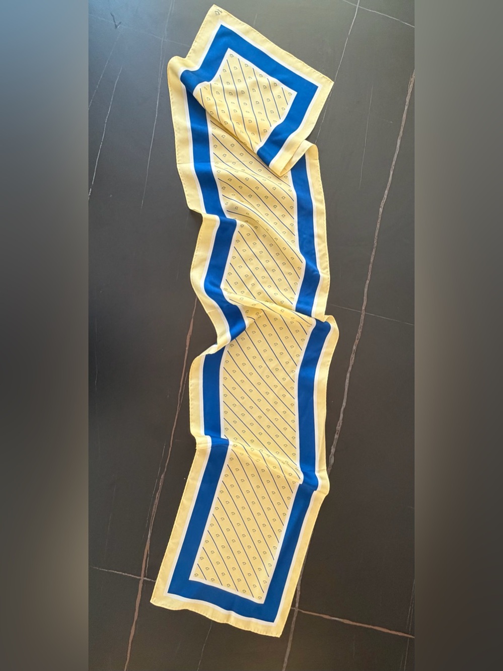 Spirit Yellow and Blue Silk Patterned Scarf - Picture 4 of 4